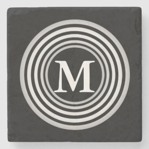 Dessous-de-verre En Pierre Monogramme noir initial