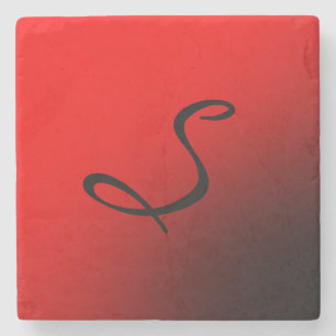 Dessous-de-verre En Pierre Monogramme noir rouge élégant professionnel initia