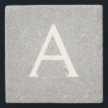 Dessous-de-verre En Pierre Monogramme Parties scintillant et étincelle en arg<br><div class="desc">Parties scintillant Faux Argent et Carrelage en Pierre Élégant. Ces Carreaux de pierre peuvent être customisés pour inclure votre nom initial et prénom.</div>