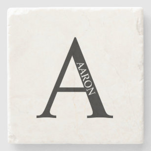 Dessous-de-verre En Pierre Monogramme personnalisé et nom Dessous de verre en