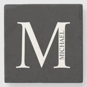 Dessous-de-verre En Pierre Monogramme personnalisé et nom Dessous de verre en