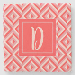 Dessous-de-verre En Pierre Monogramme rouge Motif diamant à trois tons