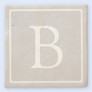 Dessous-de-verre En Pierre Monogramme simple gris clair