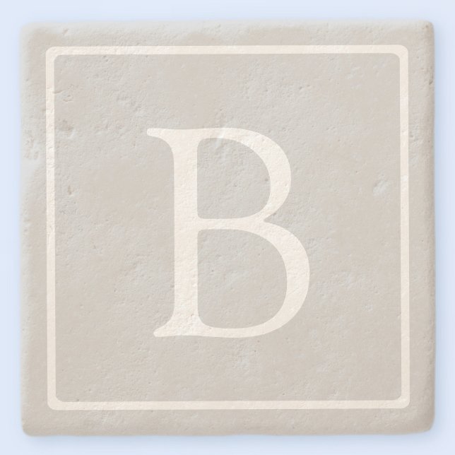 Dessous-de-verre En Pierre Monogramme simple gris clair (Créateur téléchargé)