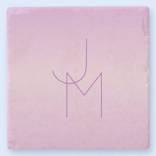 Dessous-de-verre En Pierre Monogramme superposé unique Rose lavande doux