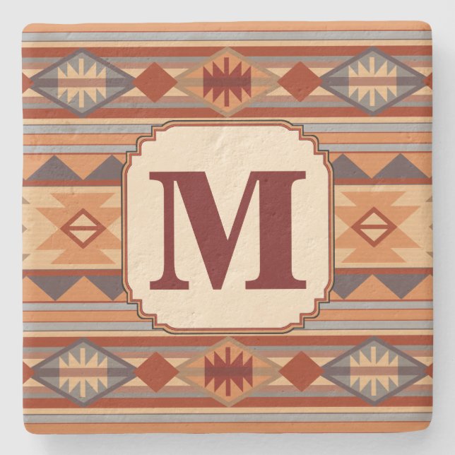Dessous-de-verre En Pierre Monogramme Tan Design Sud-Ouest (Devant)