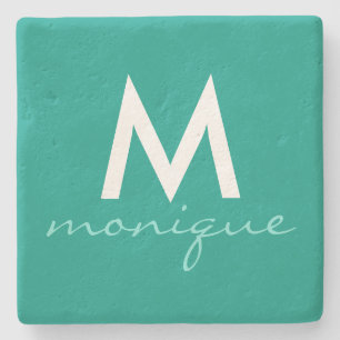 Dessous-de-verre En Pierre Monogramme turquoise chic