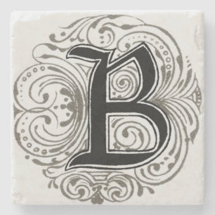 Dessous-de-verre En Pierre Monogramme vintage "B" en gris