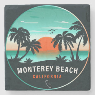 Dessous-de-verre En Pierre Monterey Beach California Retro Sunset Souvenirs
