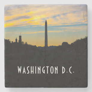 Dessous-de-verre En Pierre Monument de Washington au coucher du soleil