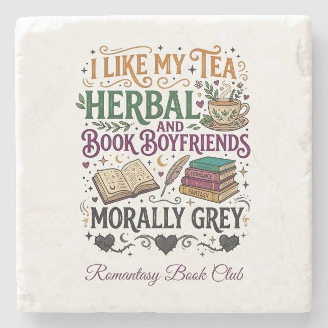 Dessous-de-verre En Pierre Morally Grey Book Boyfriend Herbal Tea Book Club (Devant)