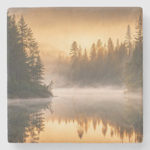 Dessous-de-verre En Pierre Morning Mist on River in the Pines