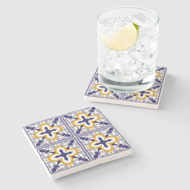 Dessous-de-verre En Pierre Moroccan Tiles Pattern #2 (Côté)