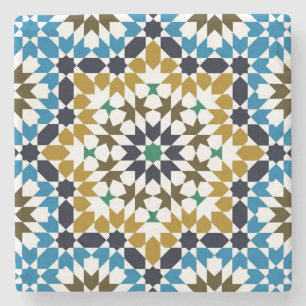 Dessous-de-verre En Pierre Mosaique Marocaine Motif Géométrique Bohème Tradit