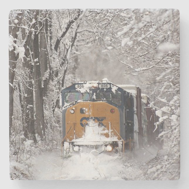 Dessous-de-verre En Pierre Moteur de train diesel classique (Devant)