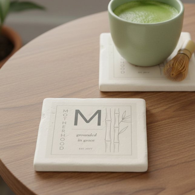 Dessous-de-verre En Pierre Motherhood Grounded in Grace Botanical Mom (Coaster to celebrate motherhood - perfect for new mom, mother's day gift ..)