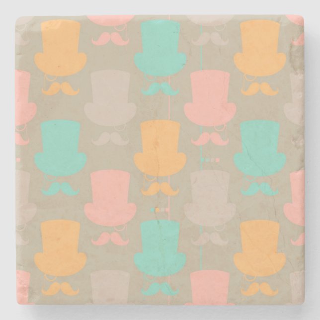 Dessous-de-verre En Pierre Motif 2 de moustache (Devant)