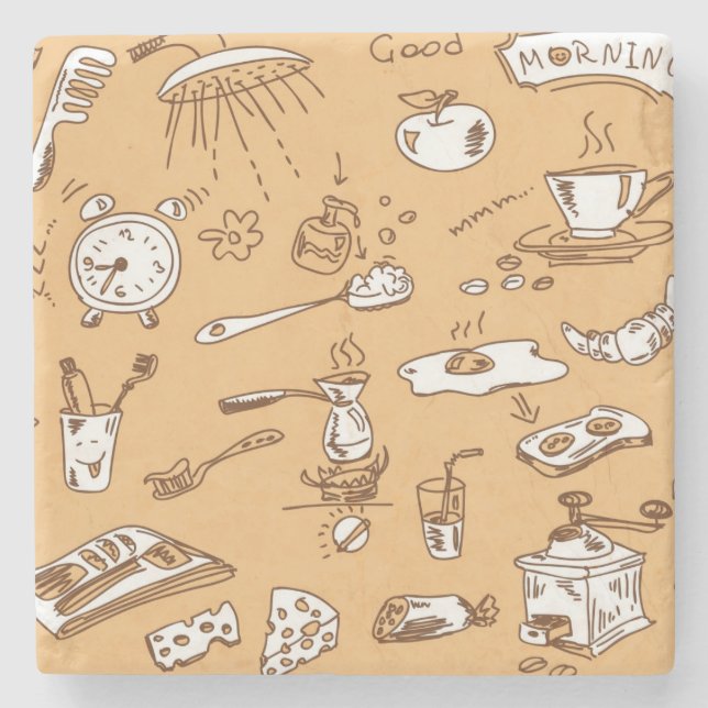 Dessous-de-verre En Pierre Motif 2 de petit déjeuner (Devant)