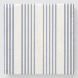Dessous-de-verre En Pierre Motif à cinq bandes bleu-gris et blanc