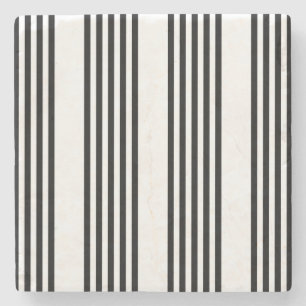 Dessous-de-verre En Pierre Motif à cinq bandes noir et blanc
