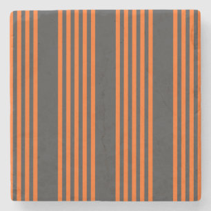 Dessous-de-verre En Pierre Motif à cinq bandes orange et charbon de bois