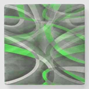 Dessous-de-verre En Pierre Motif à ligne courbe rétro néon vert et gris des a
