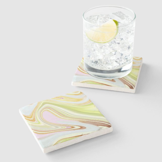 Dessous-de-verre En Pierre motif abstrait, (Côté)
