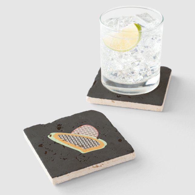Dessous-de-verre En Pierre Motif abstrait de papaye et de pitaya (Côté)