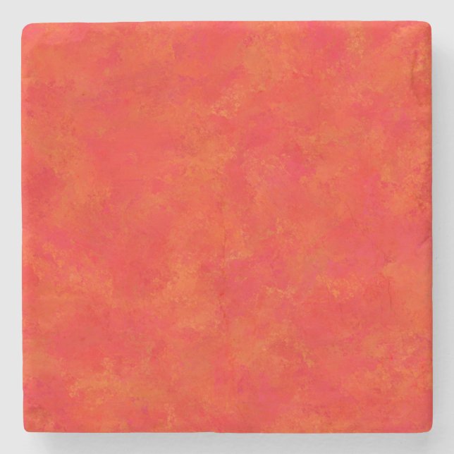 Dessous-de-verre En Pierre Motif abstrait orange rouge (Devant)