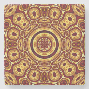 Dessous-de-verre En Pierre Motif Abstrait Rouge Or Bohème Marocain