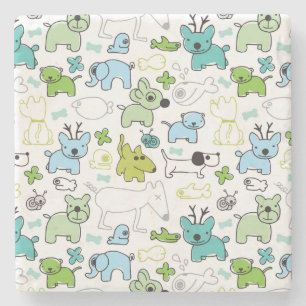 Dessous-de-verre En Pierre motif animal d'arrière - plan d'enfants