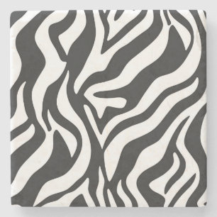 Dessous-de-verre En Pierre Motif animalier sauvage à rayures zèbre noir et bl