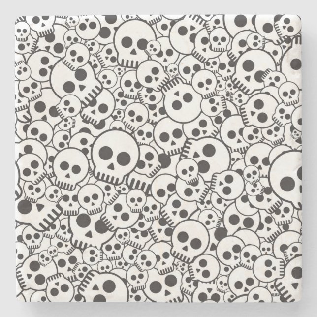 Dessous-de-verre En Pierre Motif avec des crânes (Devant)