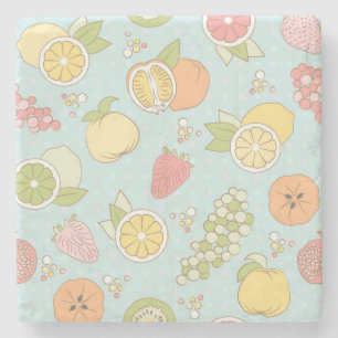 Dessous-de-verre En Pierre Motif avec des fruits et des baies