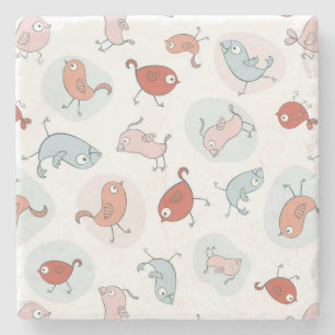 Dessous-de-verre En Pierre motif avec des oiseaux de bande dessinée