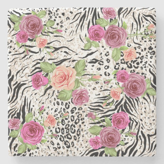 Dessous-de-verre En Pierre Motif avec des posters de animaux (Devant)