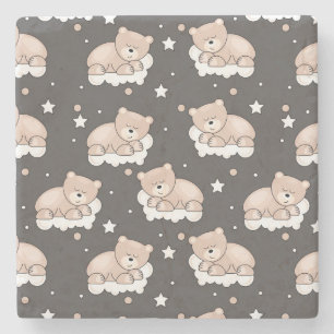 Dessous-de-verre En Pierre motif avec le petit sommeil d'ours