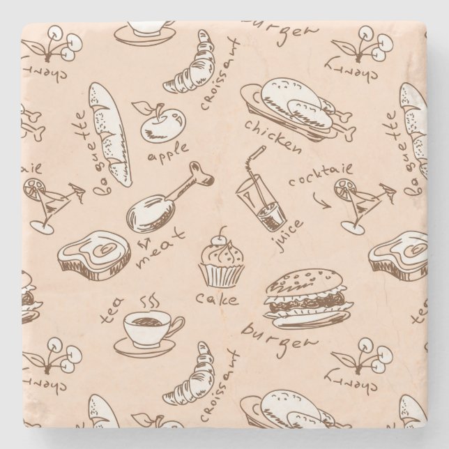 Dessous-de-verre En Pierre Motif avec nourriture (Devant)