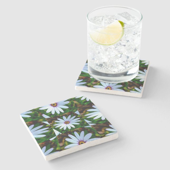 Dessous-de-verre En Pierre Motif blanc (Côté)