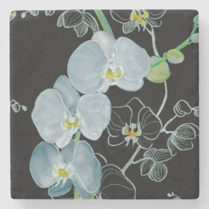 Dessous-de-verre En Pierre Motif blanc d'orchidées d'aquarelle