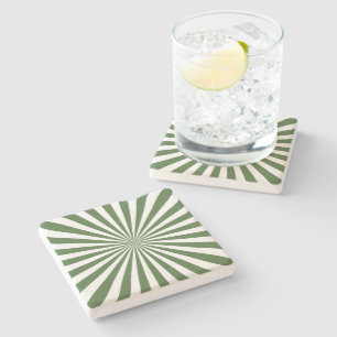 Dessous-de-verre En Pierre Motif blanc vert du milieu du siècle moderne