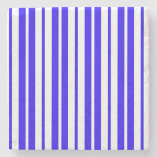 Dessous-de-verre En Pierre Motif Bleu Blanc Vertical Grilles