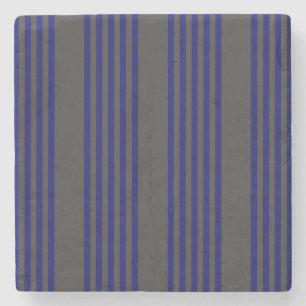 Dessous-de-verre En Pierre Motif bleu marine et charbon cinq bandes