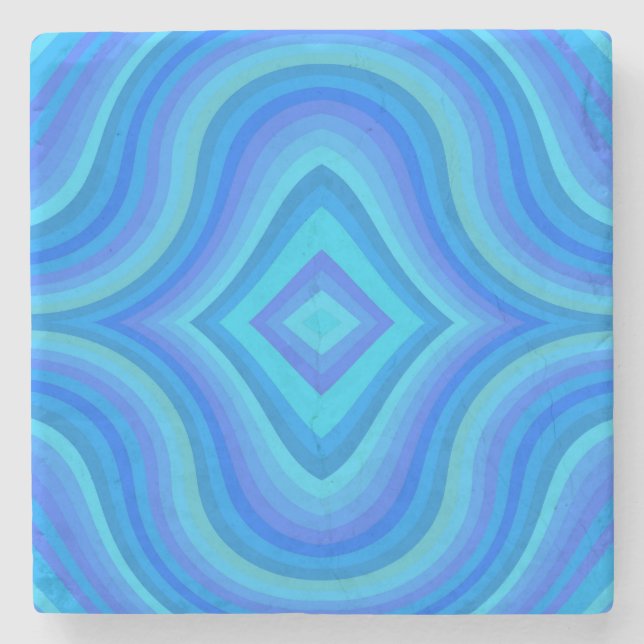 Dessous-de-verre En Pierre Motif bleu rétro (Devant)