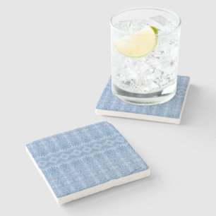 Dessous-de-verre En Pierre Motif Blue Ikat Imprimer