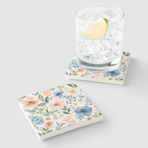 Dessous-de-verre En Pierre Motif botanique moderne de fleur sauvage à l'aquar