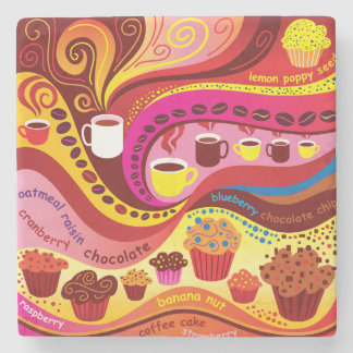 Dessous-de-verre En Pierre Motif café et muffins