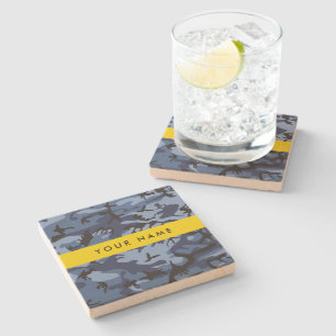 Dessous-de-verre En Pierre Motif camouflage bleu marine Personnalisez votre n
