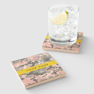 Dessous-de-verre En Pierre Motif camouflage rose et gris Personnalisez votre