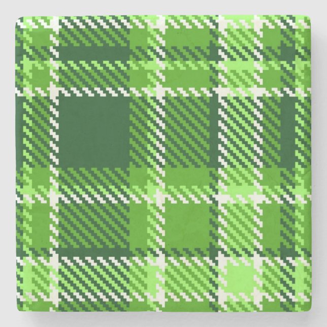 Dessous-de-verre En Pierre Motif Checkered de couleur verte (Devant)